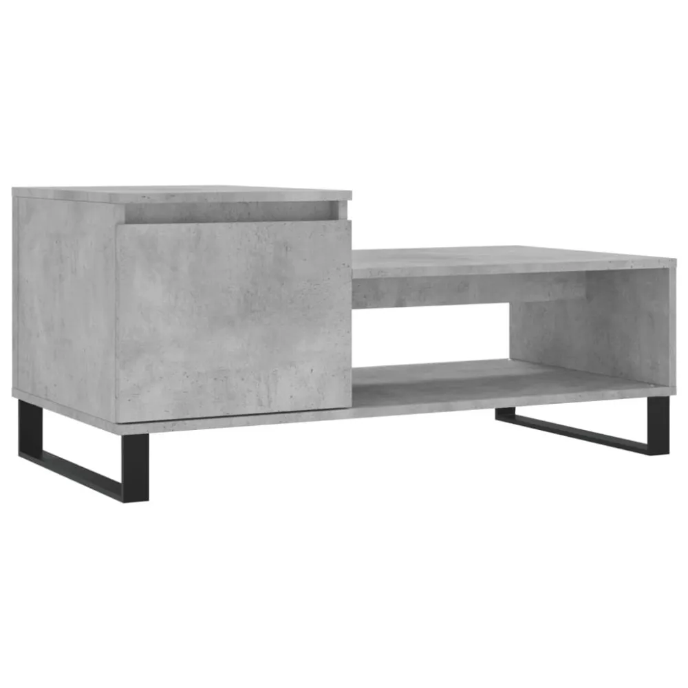 Mesa de centro 100x50x45 cm derivados madeira cinzento cimento com Base em Pedra Artificial