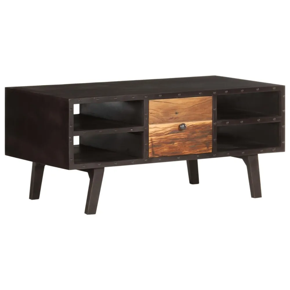 Mesa de centro 100x50x45 cm madeira recuperada maciç | Resistente às Intempéries