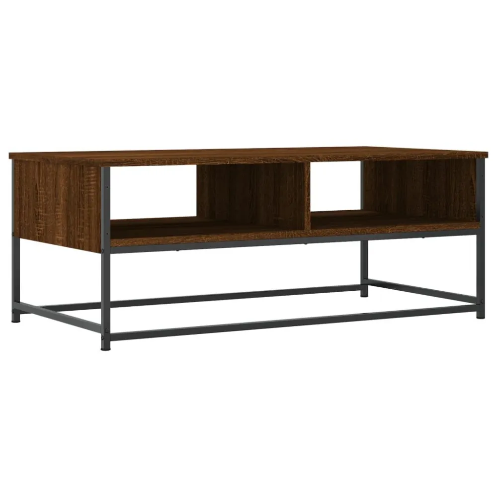 Mesa de centro 100x51x40 cm derivados madeira carvalho castanho com Base em Pedra Artificial