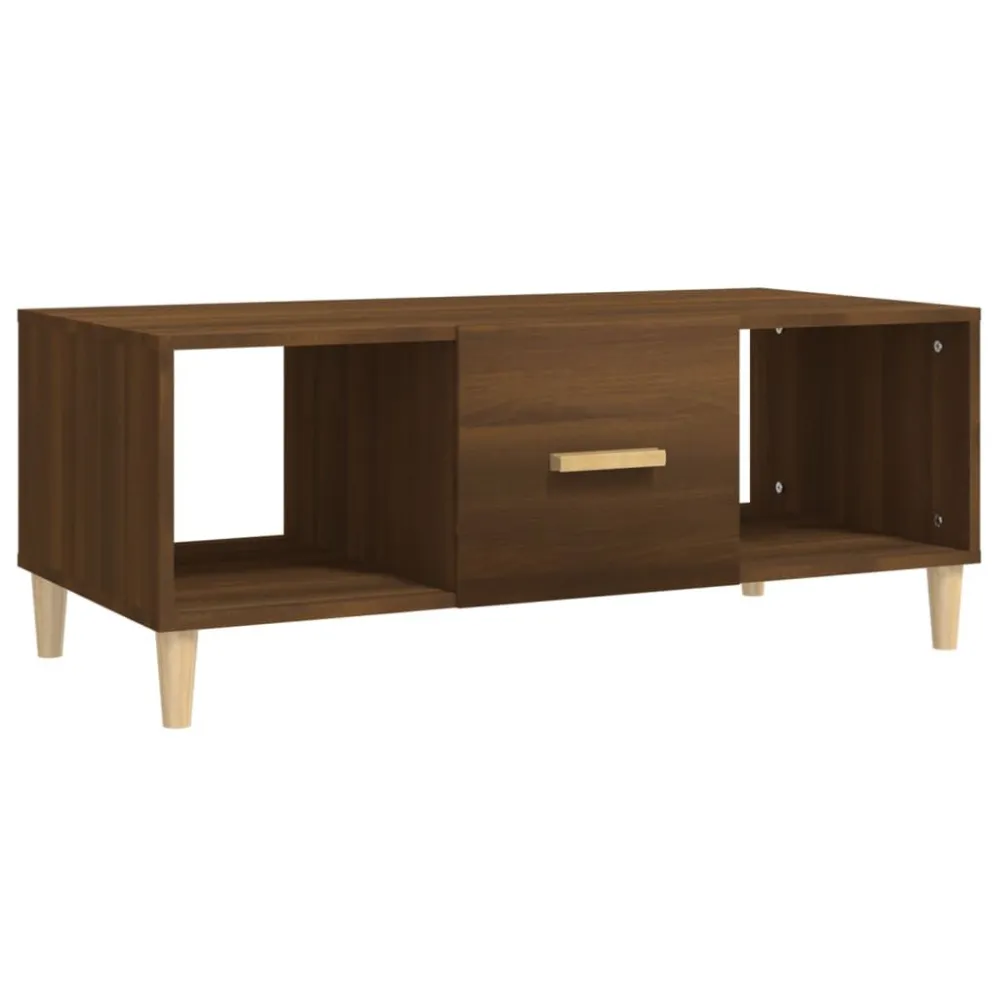 Mesa de centro 102x50x40 cm derivados madeira carvalho castanho com 4 Cadeiras