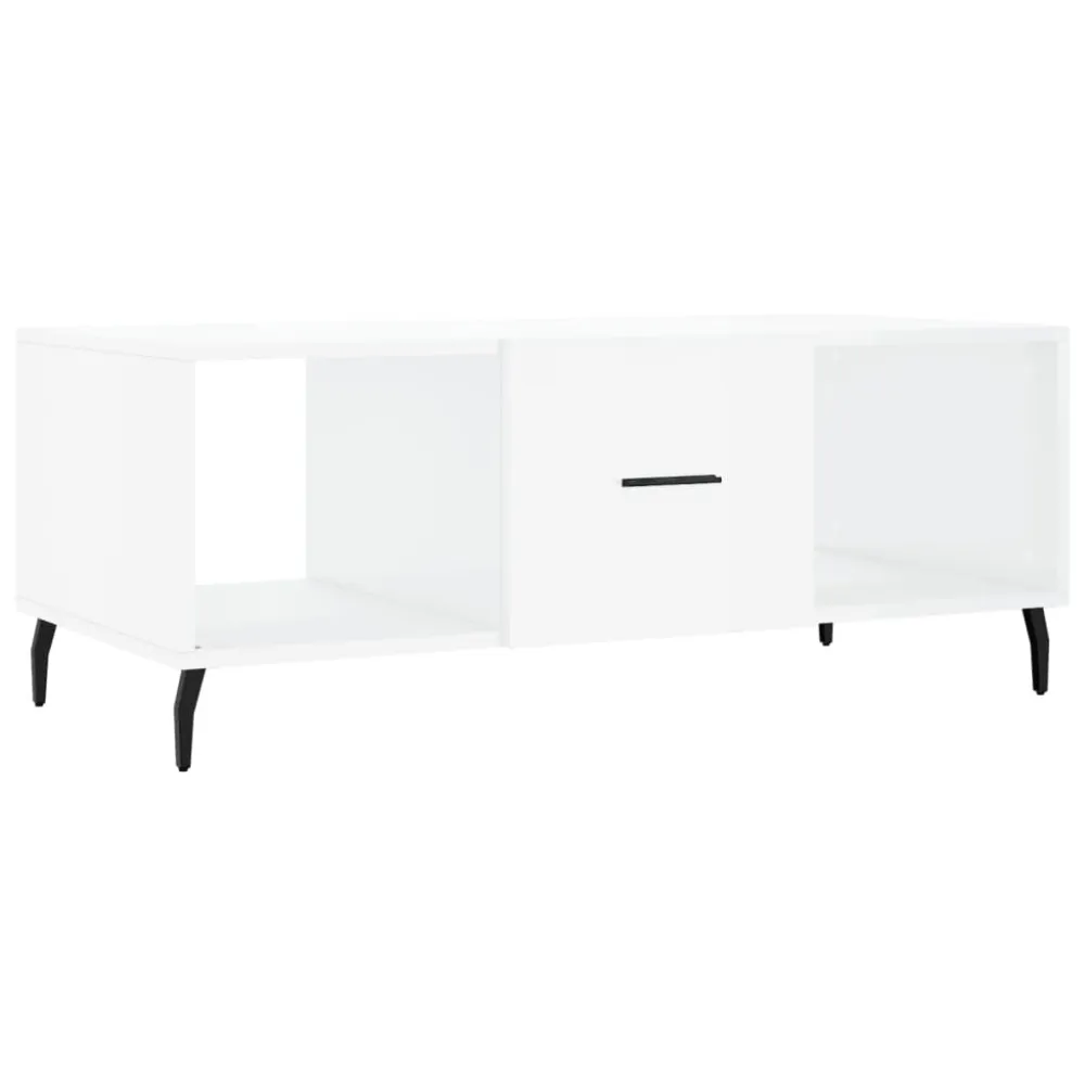 Mesa de centro 102x50x40 cm madeira processada branco reluzente