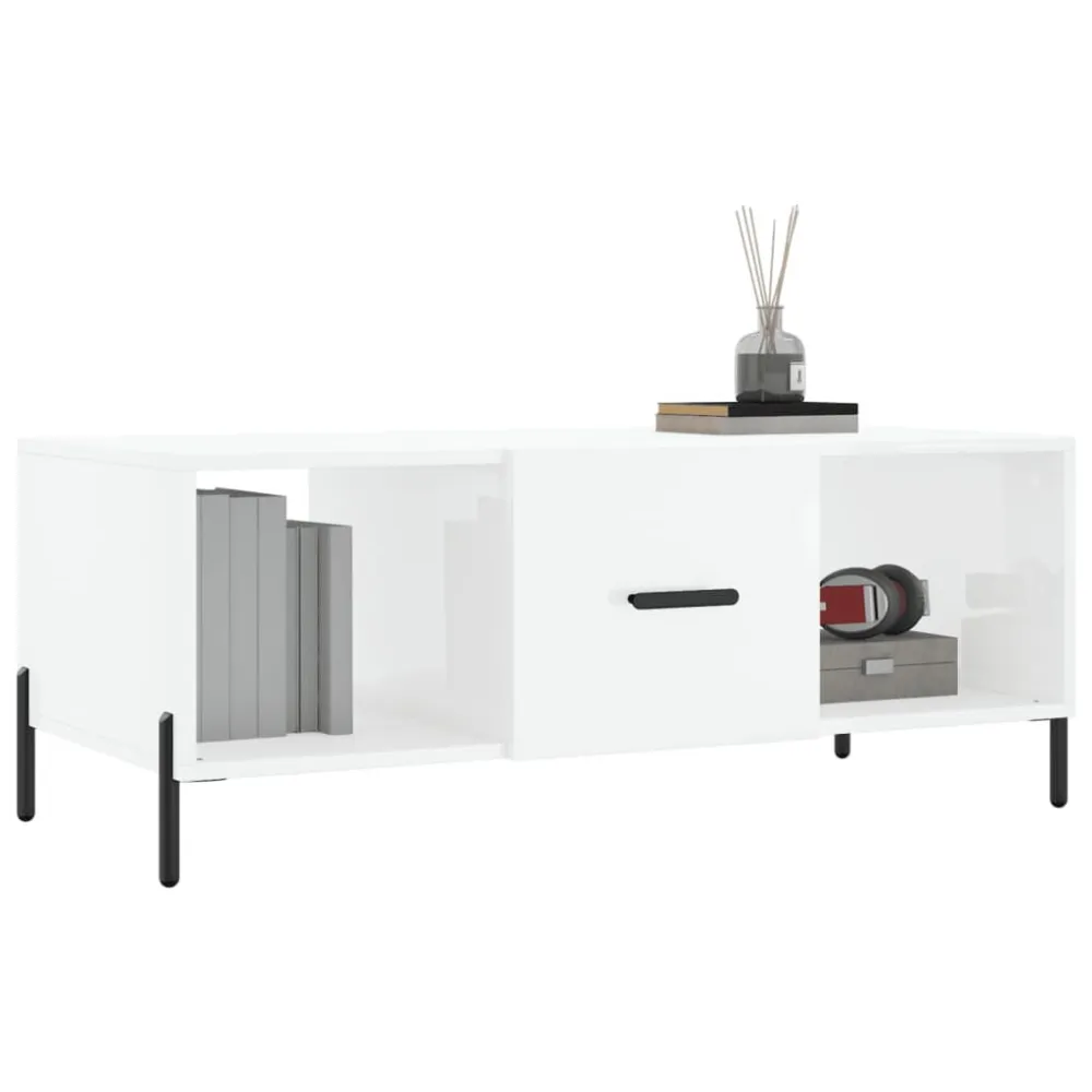 Mesa de centro 102x50x40 cm madeira processada branco luminoso