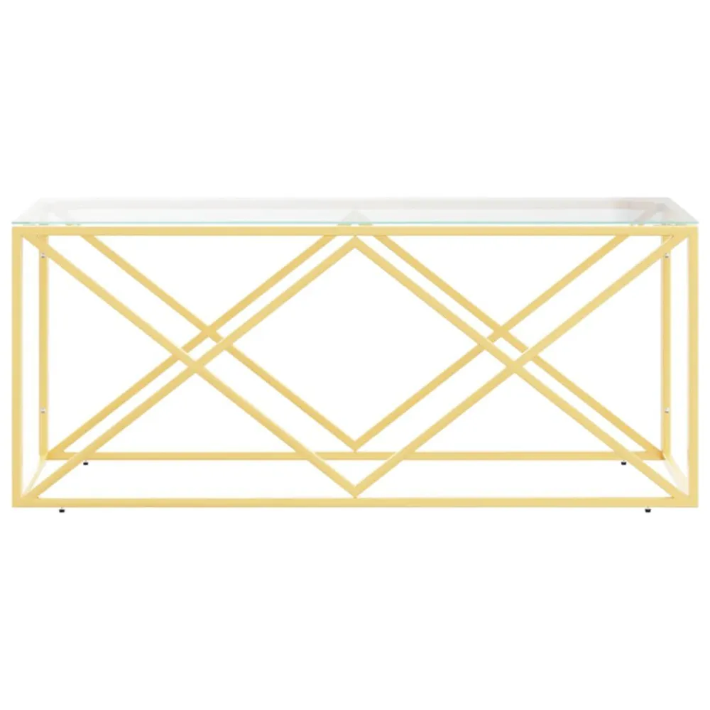 Mesa de centro 110x45x45 cm ço inoxidável e vidro em Madeira de Eucalipto