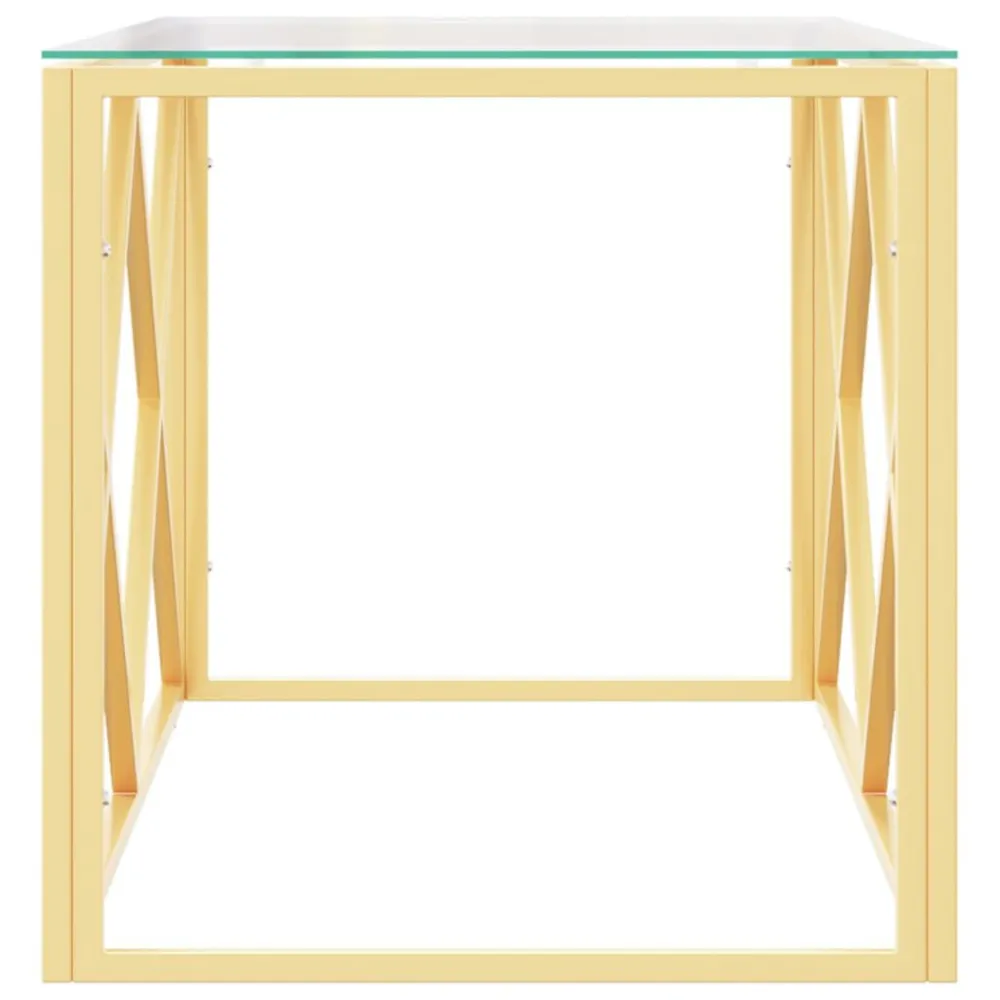 Mesa de centro 110x45x45 cm ço inoxidável e vidro em Madeira de Eucalipto