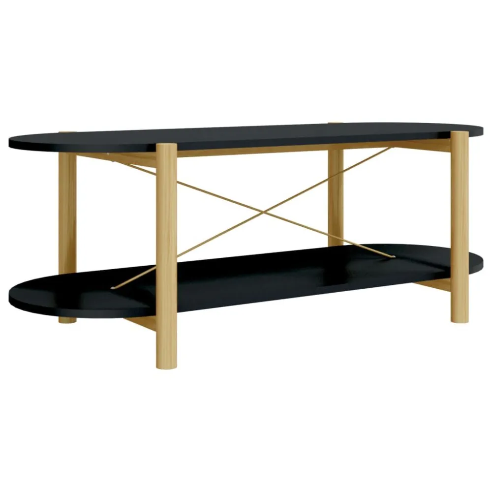 Mesa de centro 110x48x40 cm derivados de madeira preto com 4 Cadeiras
