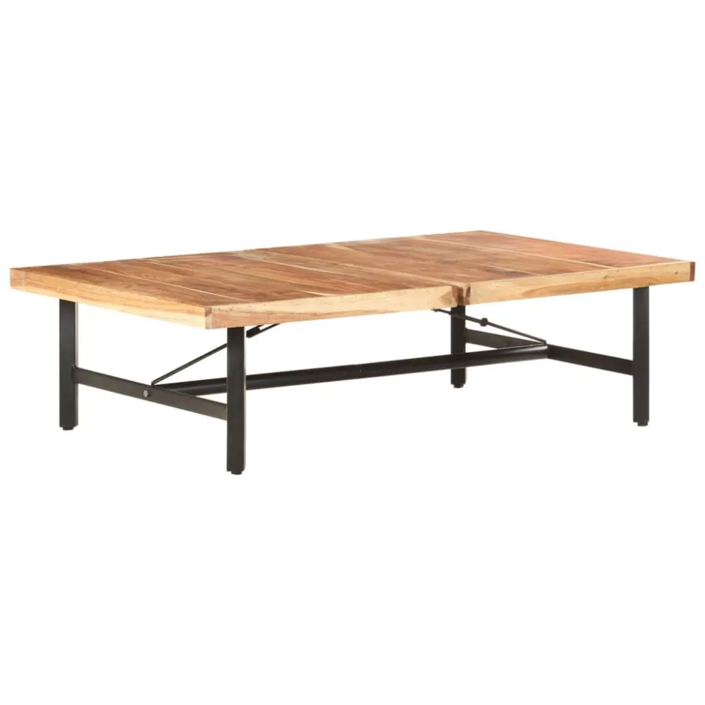 Mesa de centro 142x90x42 cm madeira de acácia maciç com Guarda-sol Central