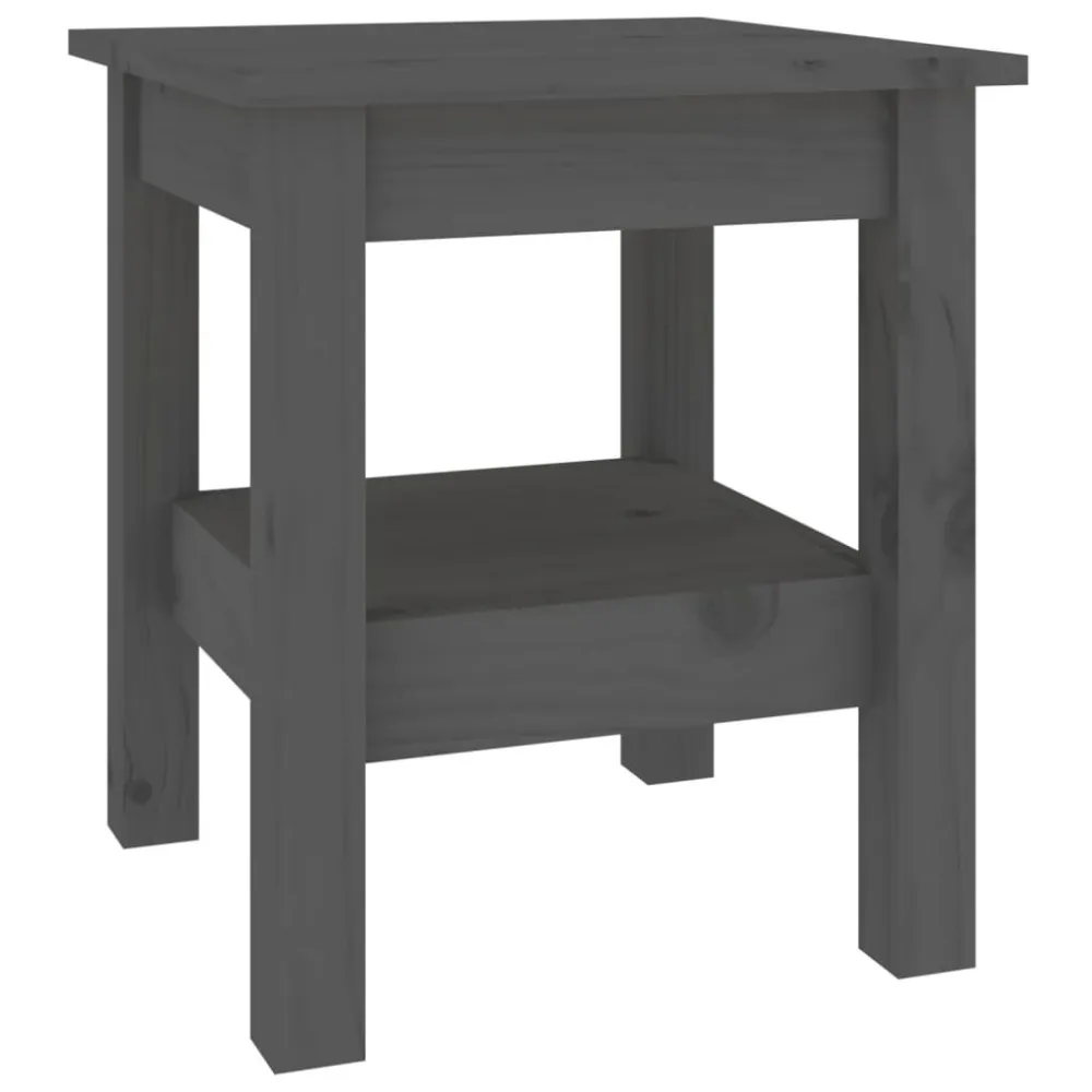 Mesa de centro 35x35x40 cm madeira de pinho maciç cinzento para Churrasqueiras e Áreas de Lazer