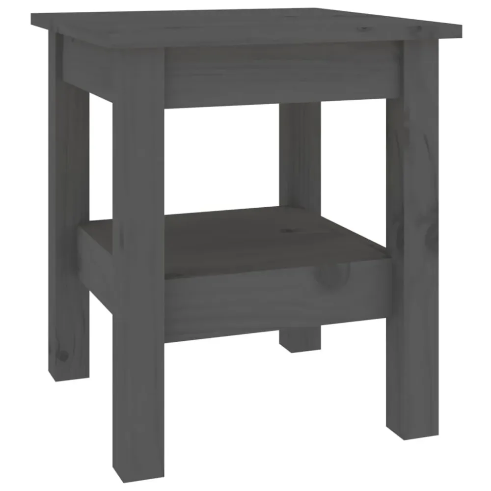 Mesa de centro 35x35x40 cm madeira de pinho maciç cinzento para Churrasqueiras e Áreas de Lazer