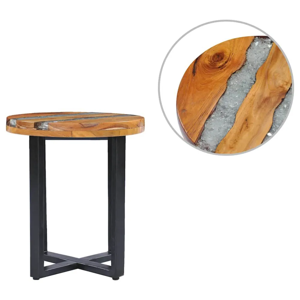 Mesa de centro 40x45 cm madeira de teca maciç e poliresina para Churrasqueiras e Áreas de Lazer