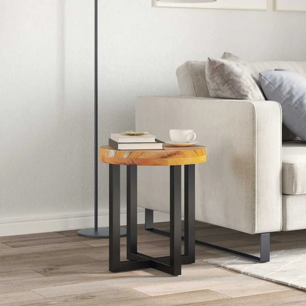Mesa de centro 40x45 cm madeira de teca maciç e poliresina para Churrasqueiras e Áreas de Lazer