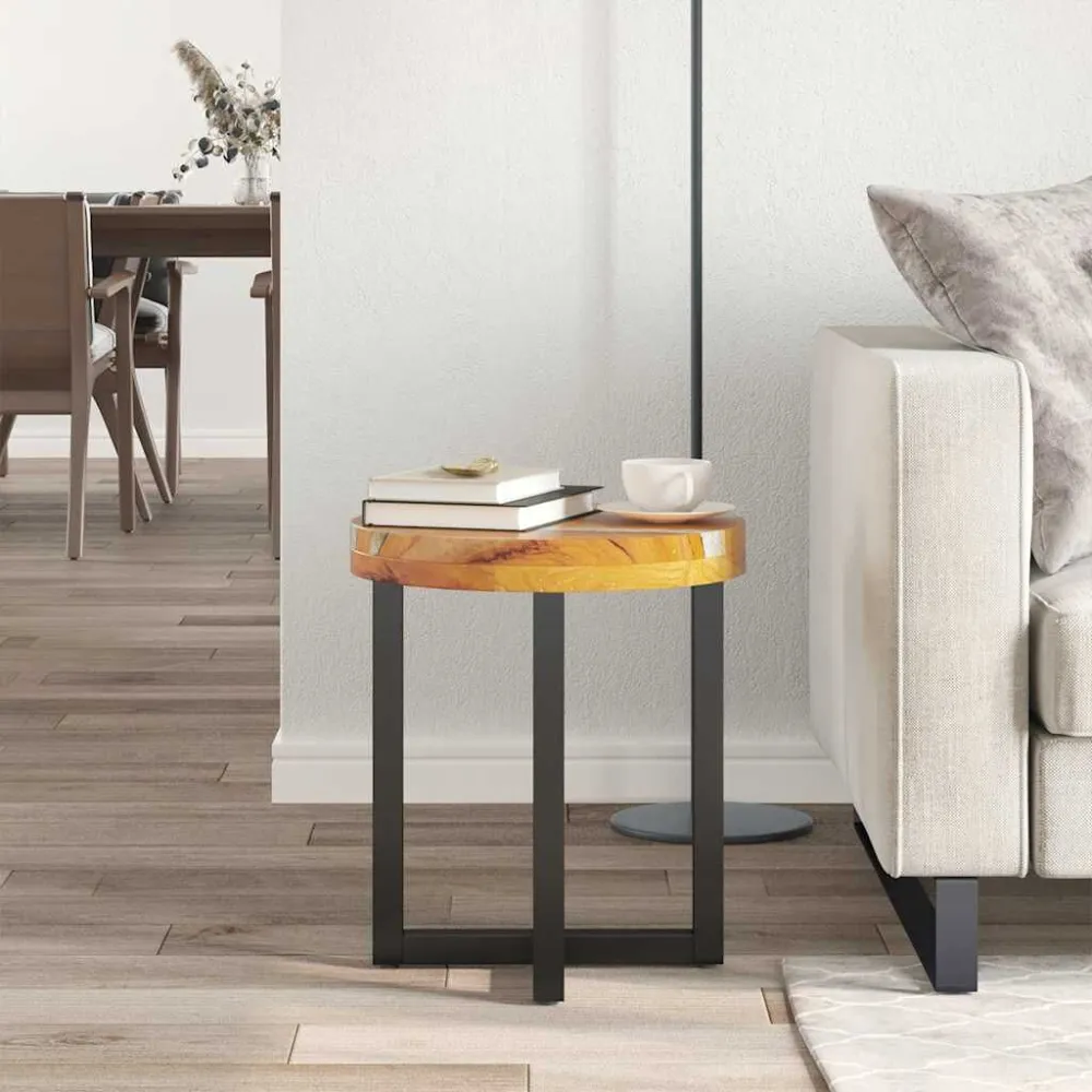 Mesa de centro 40x45 cm madeira de teca maciç e poliresina para Churrasqueiras e Áreas de Lazer
