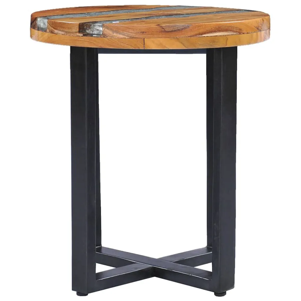 Mesa de centro 40x45 cm madeira de teca maciç e poliresina para Churrasqueiras e Áreas de Lazer