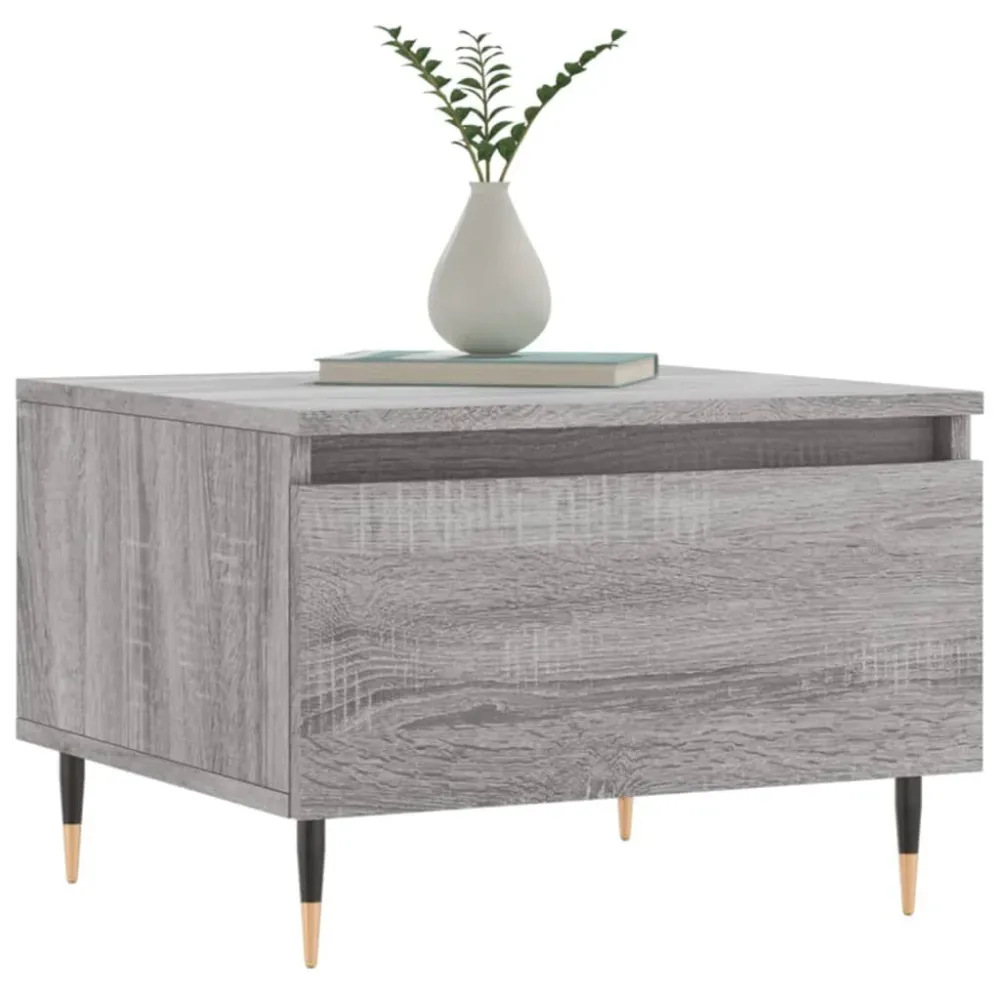 Mesa de centro 50x46x35 cm derivados de madeira cinzento sonoma com Base em Pedra Artificial
