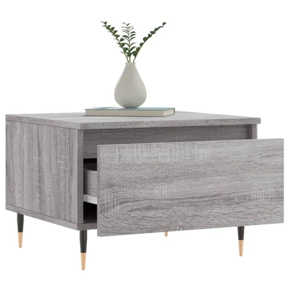 Mesa de centro 50x46x35 cm derivados de madeira cinzento sonoma com Base em Pedra Artificial