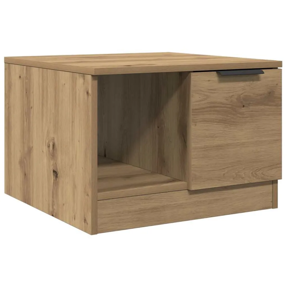 Mesa de centro 50x50x36 cm deriv. madeira carvalho artisiano em Alumínio e Vidro
