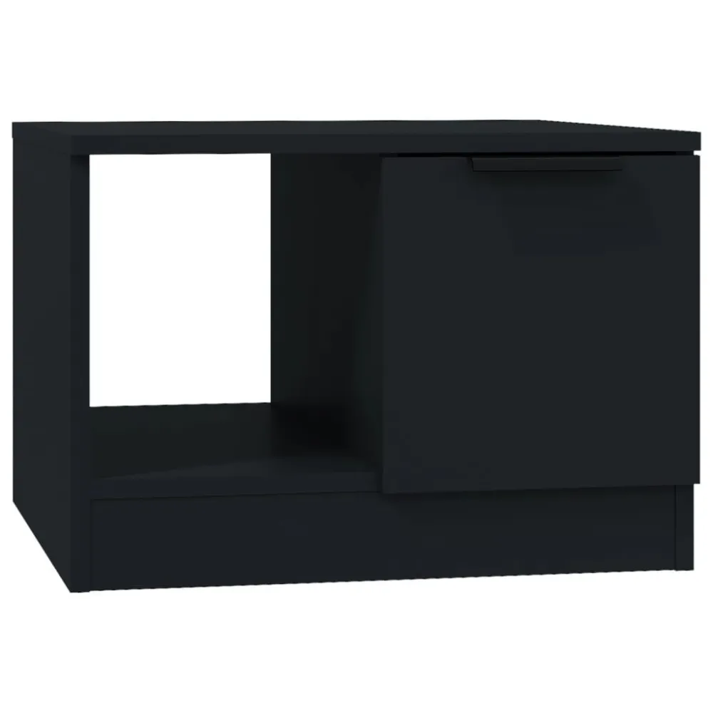 Mesa de centro 50x50x36 cm madeira processada preto com Vidro Temperado
