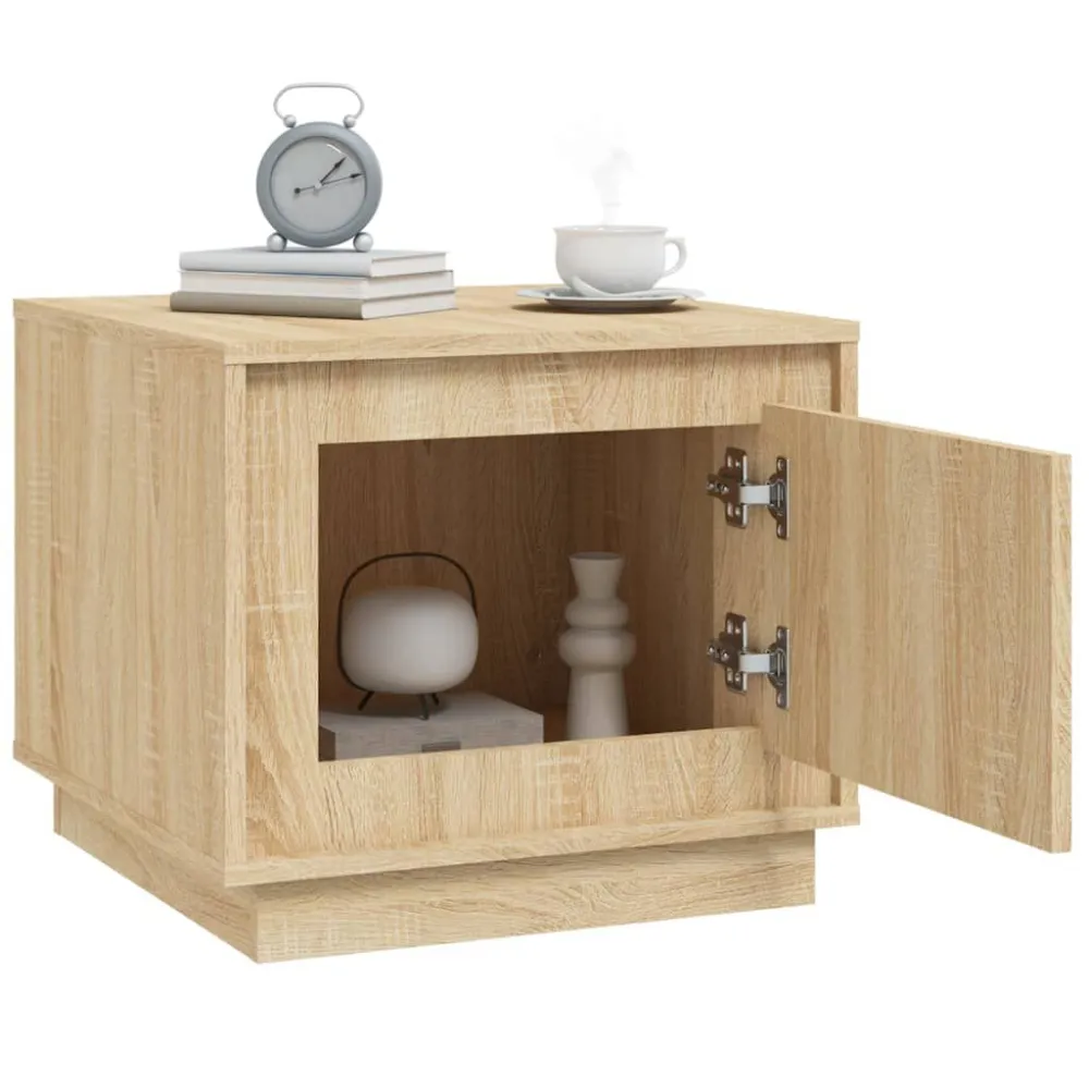 Mesa de centro 51x50x44 cm derivados madeira carvalho sonoma com Base em Pedra Artificial