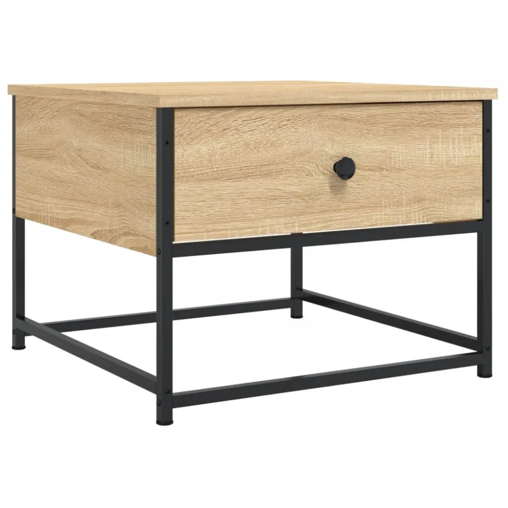 Mesa de centro 51x51x40 cm derivados de madeira carvalho sonoma com Base em Pedra Artificial