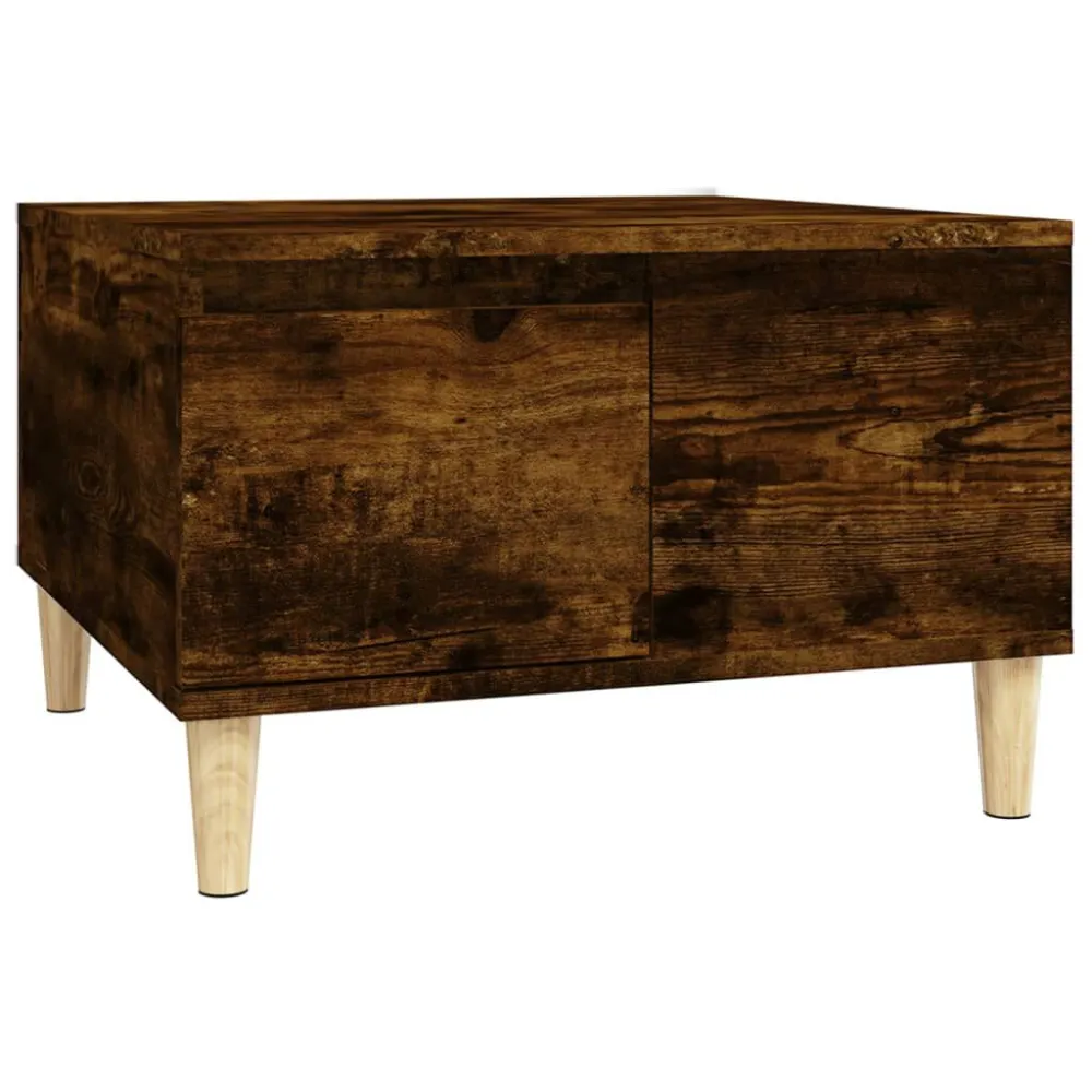 Mesa de centro 55x55x36,5 cm derivados madeira carvalho fumado em Alumínio e Vidro