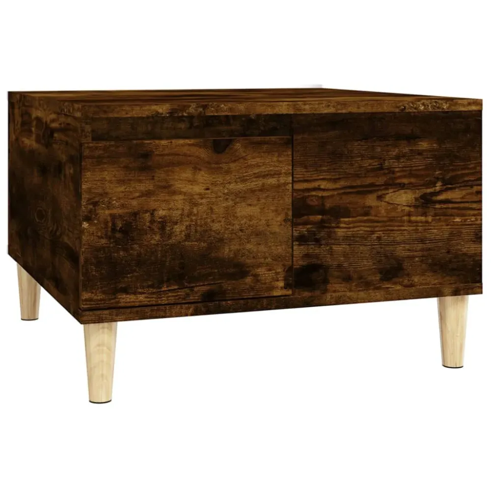 Mesa de centro 55x55x36,5 cm derivados madeira carvalho fumado em Alumínio e Vidro