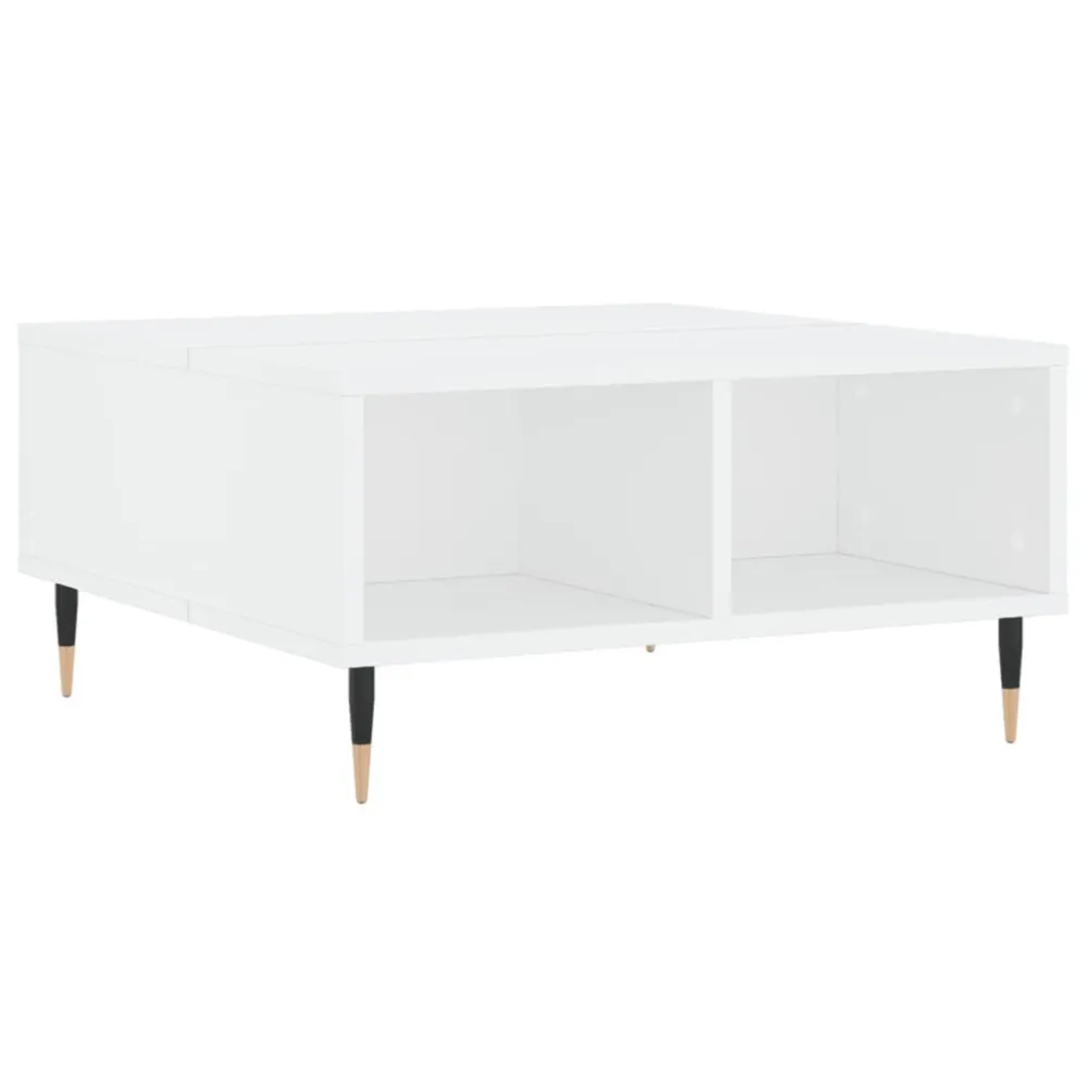 Mesa de centro 60x60x30 cm derivados de madeira branco com Ajuste de Altura