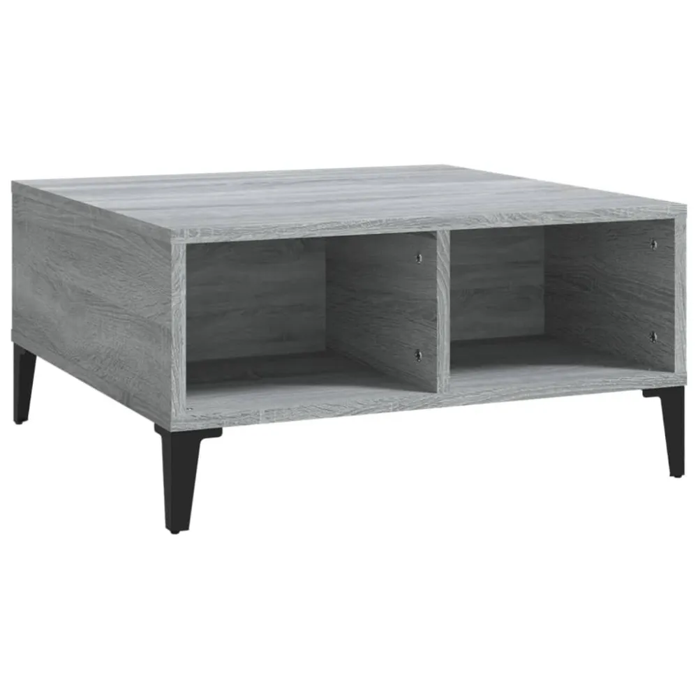 Mesa de centro 60x60x30 cm derivados de madeira cinzento sonoma com Base em Pedra Artificial