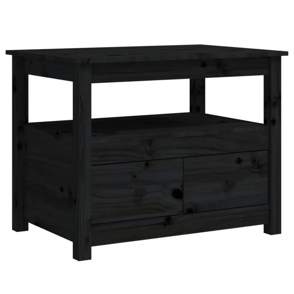 Mesa de centro 71x49x55 cm pinho maciço preto para Churrasqueiras e Áreas de Lazer