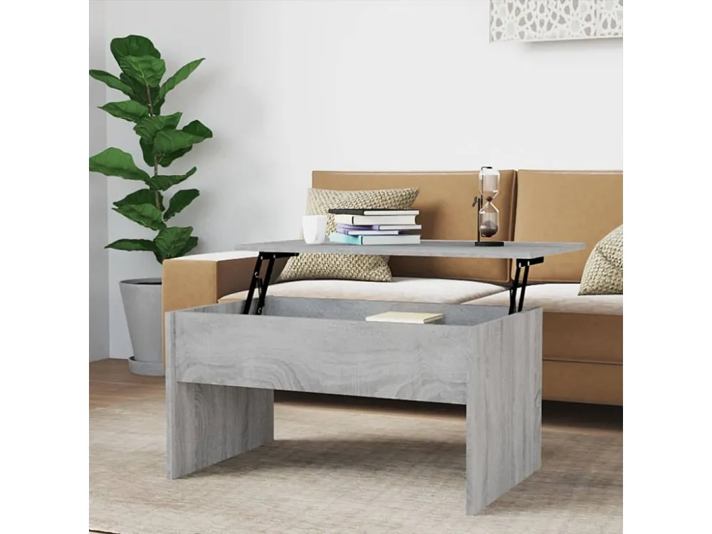 Mesa de centro 80x50,5x41,5cm madeira processada sonoma cinza Fácil de Limpar