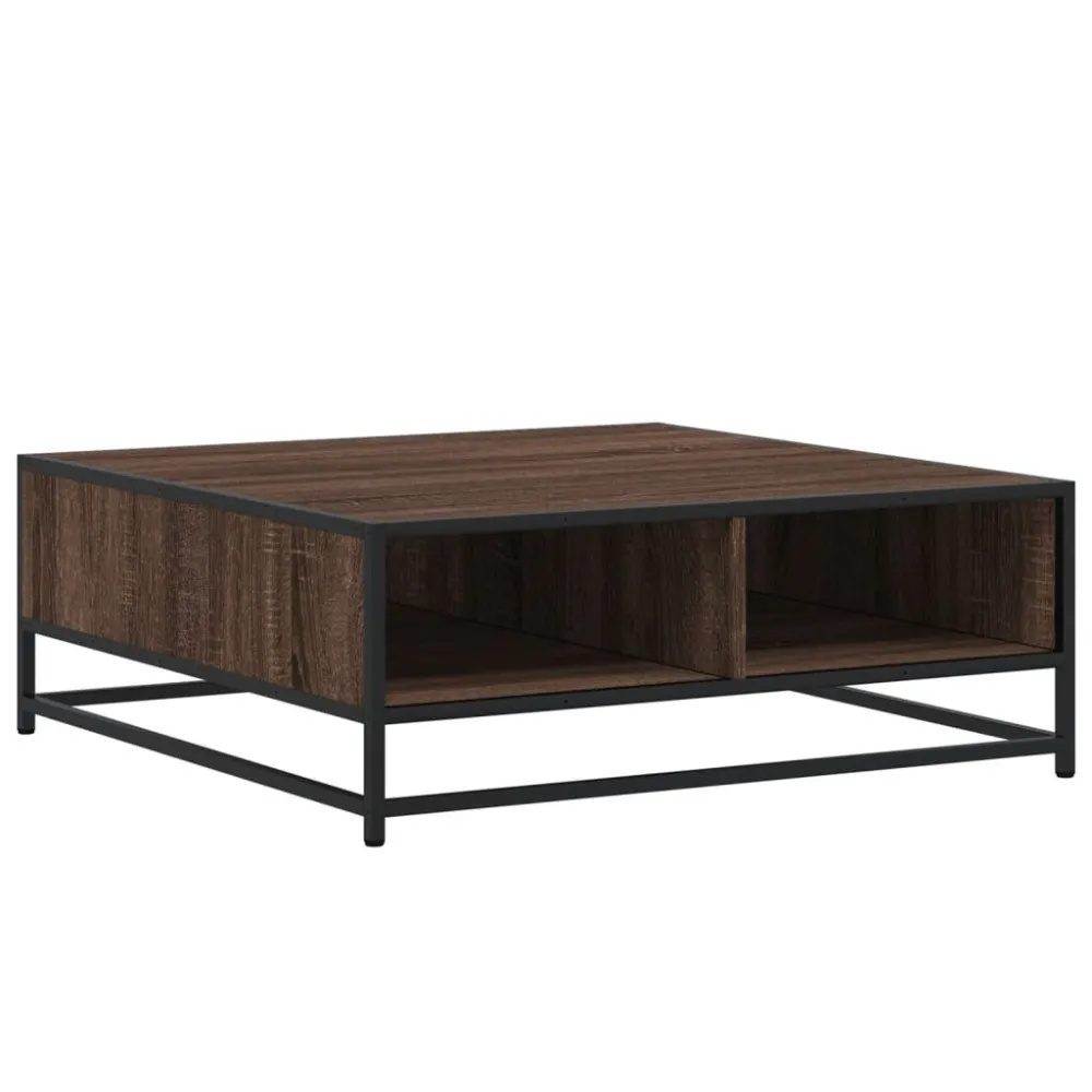 Mesa centro 80x80x30 cm deriv. madeira/metal carvalho castanho | Montagem Rápida