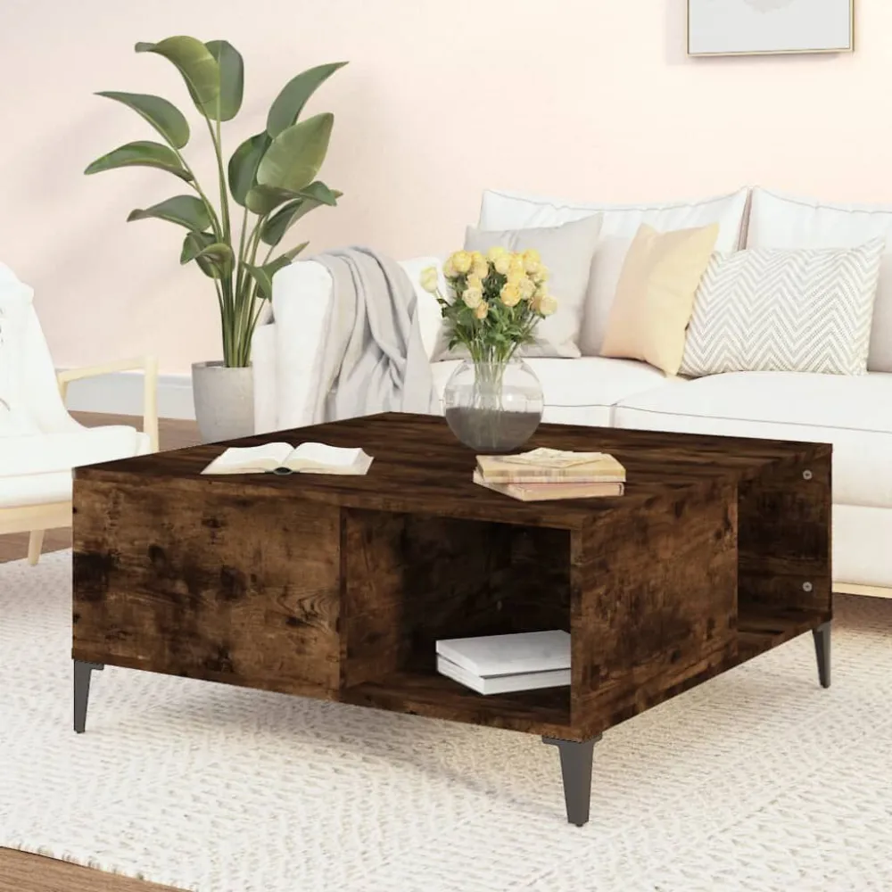 Mesa de centro 80x80x36,5 cm derivados madeira carvalho fumado para Ambientes Externos