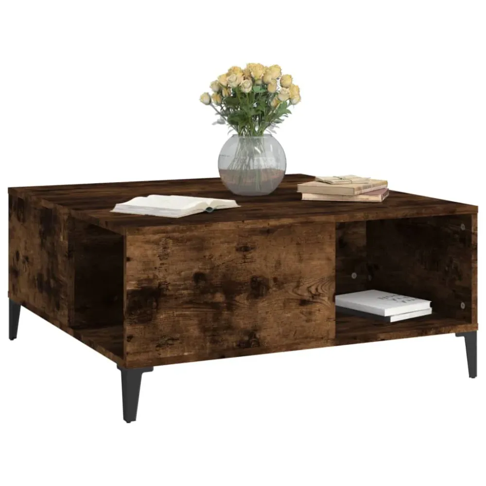 Mesa de centro 80x80x36,5 cm derivados madeira carvalho fumado para Ambientes Externos
