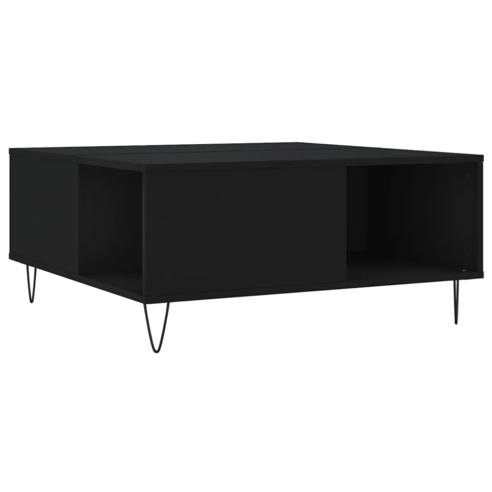 Mesa de centro 80x80x36,5 cm derivados de madeira preto | Montagem Rápida
