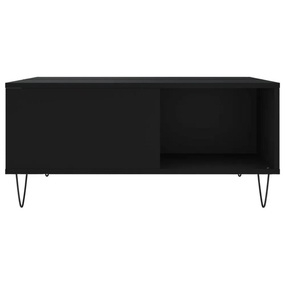 Mesa de centro 80x80x36,5 cm derivados de madeira preto | Montagem Rápida