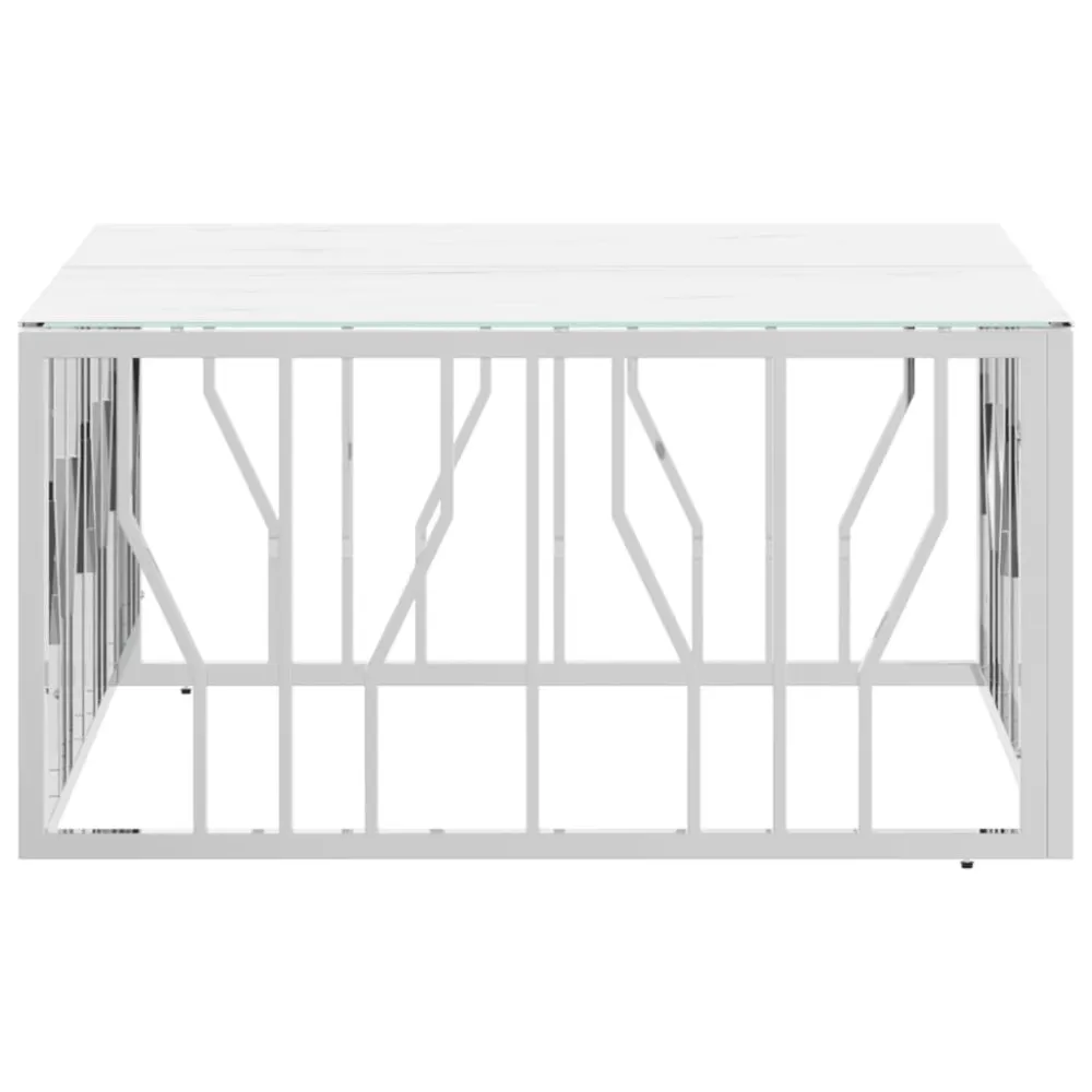 Mesa de centro 80x80x40 cm ço inoxidável e vidro prateado Dimensões 120x80cm