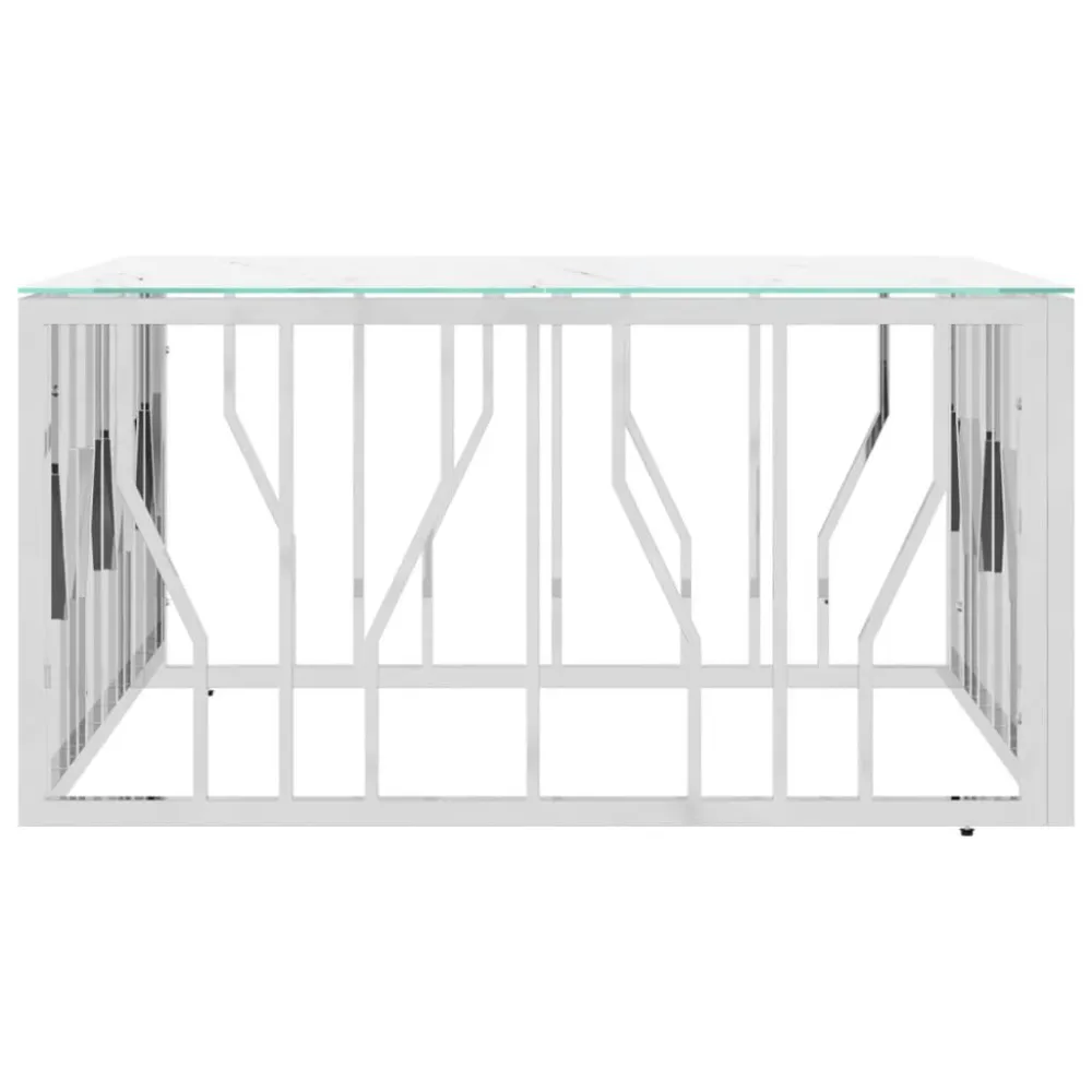 Mesa de centro 80x80x40 cm ço inoxidável e vidro prateado Dimensões 120x80cm