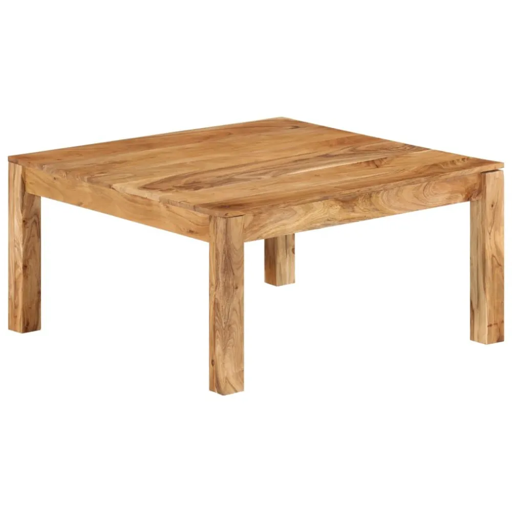 Mesa de centro 80x80x40 cm madeira de acácia maciç com Base em Pedra Artificial