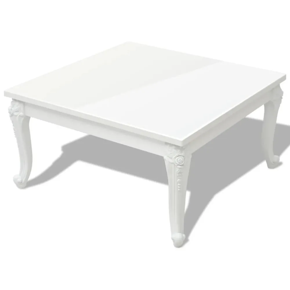 Mesa de centro, 80x80x42 cm, branco reluzente