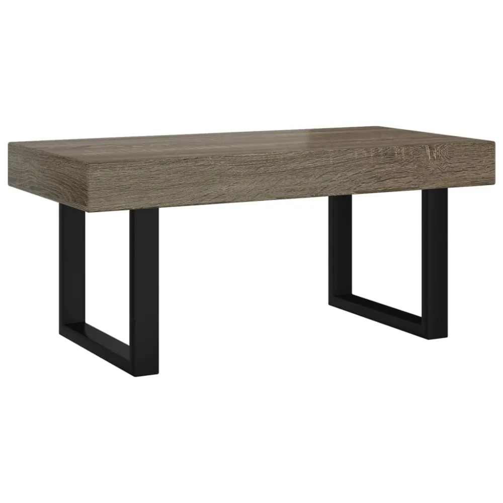 Mesa de centro 90x45x40 cm MDF e ferro cinzento e preto Fácil de Limpar