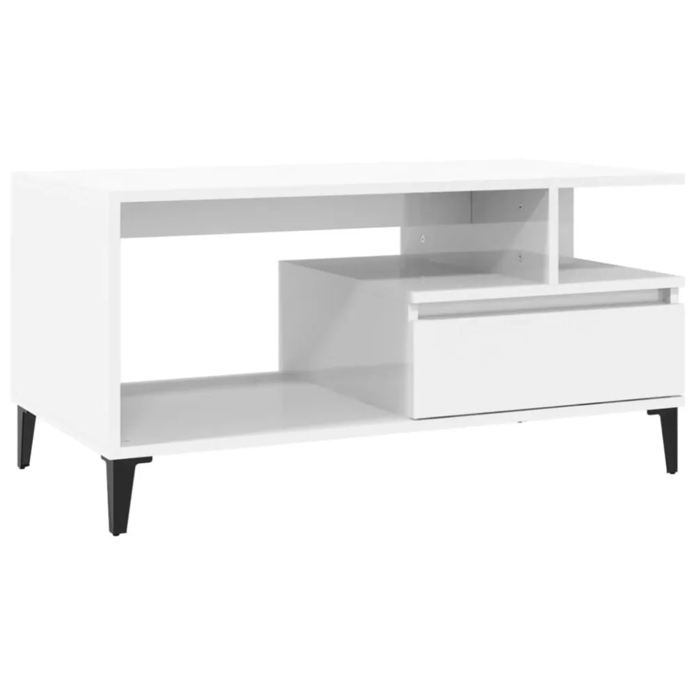Mesa centro 90x49x45 cm derivados de madeira branco luminoso com 4 Cadeiras