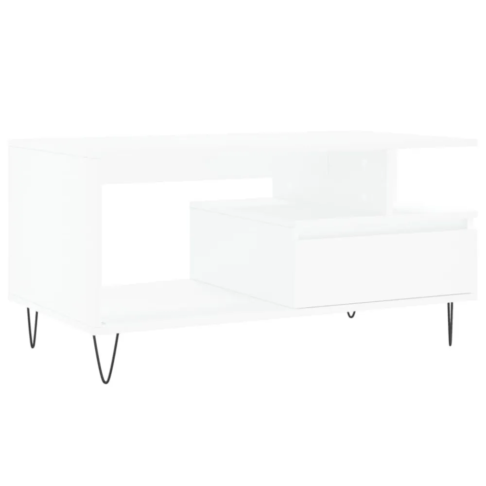 Mesa de centro 90x49x45 cm derivados de madeira branco Fácil de Limpar