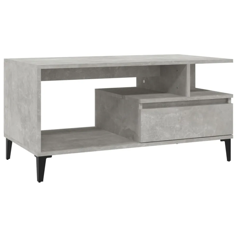 Mesa de centro 90x49x45 derivados de madeira cinzento cimento com Ajuste de Altura