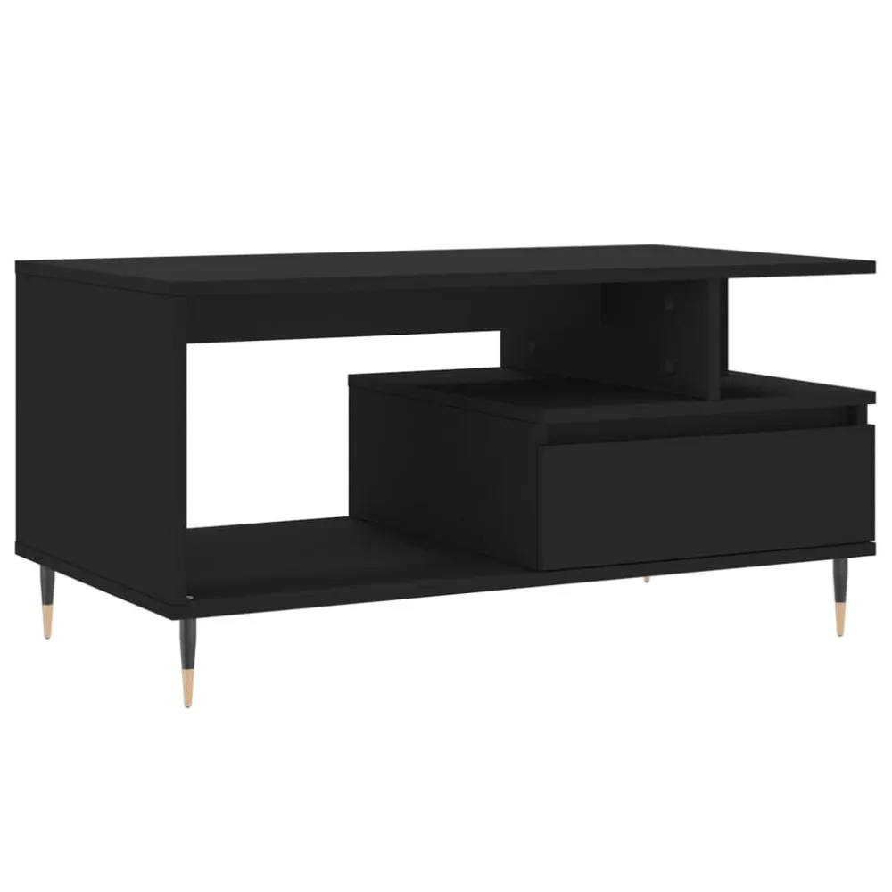 Mesa de centro 90x49x45 cm derivados de madeira preto com 4 Cadeiras