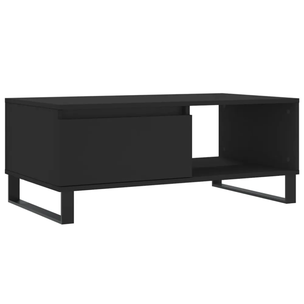 Mesa de centro 90x50x36,5 cm derivados de madeira preto | Montagem Rápida