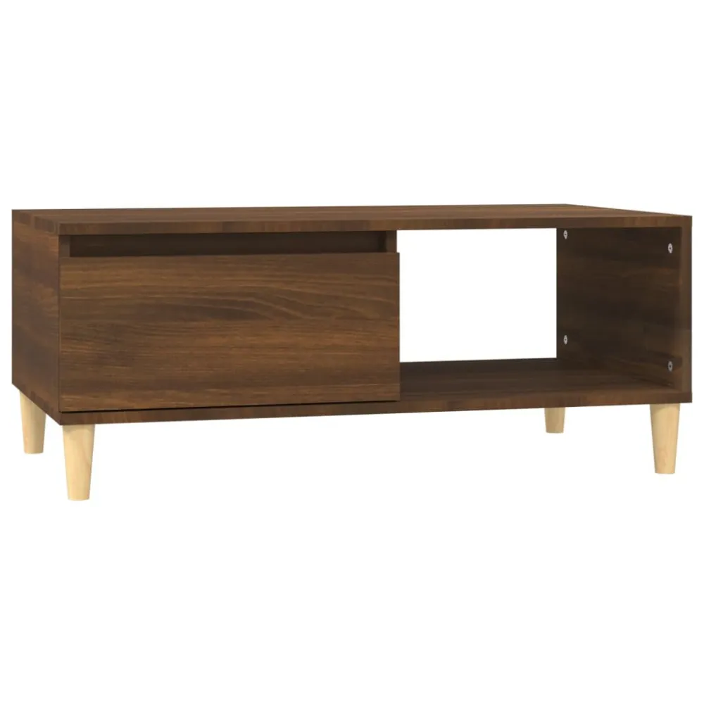 Mesa de centro 90x50x36,5cm derivados madeira carvalho castanho em Alumínio e Vidro