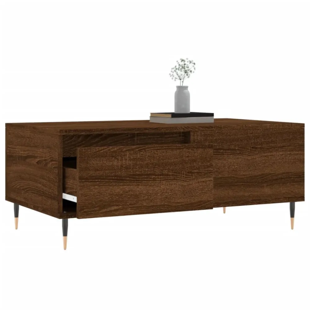 Mesa de centro 90x50x36,5cm derivados madeira carvalho castanho com Ajuste de Altura