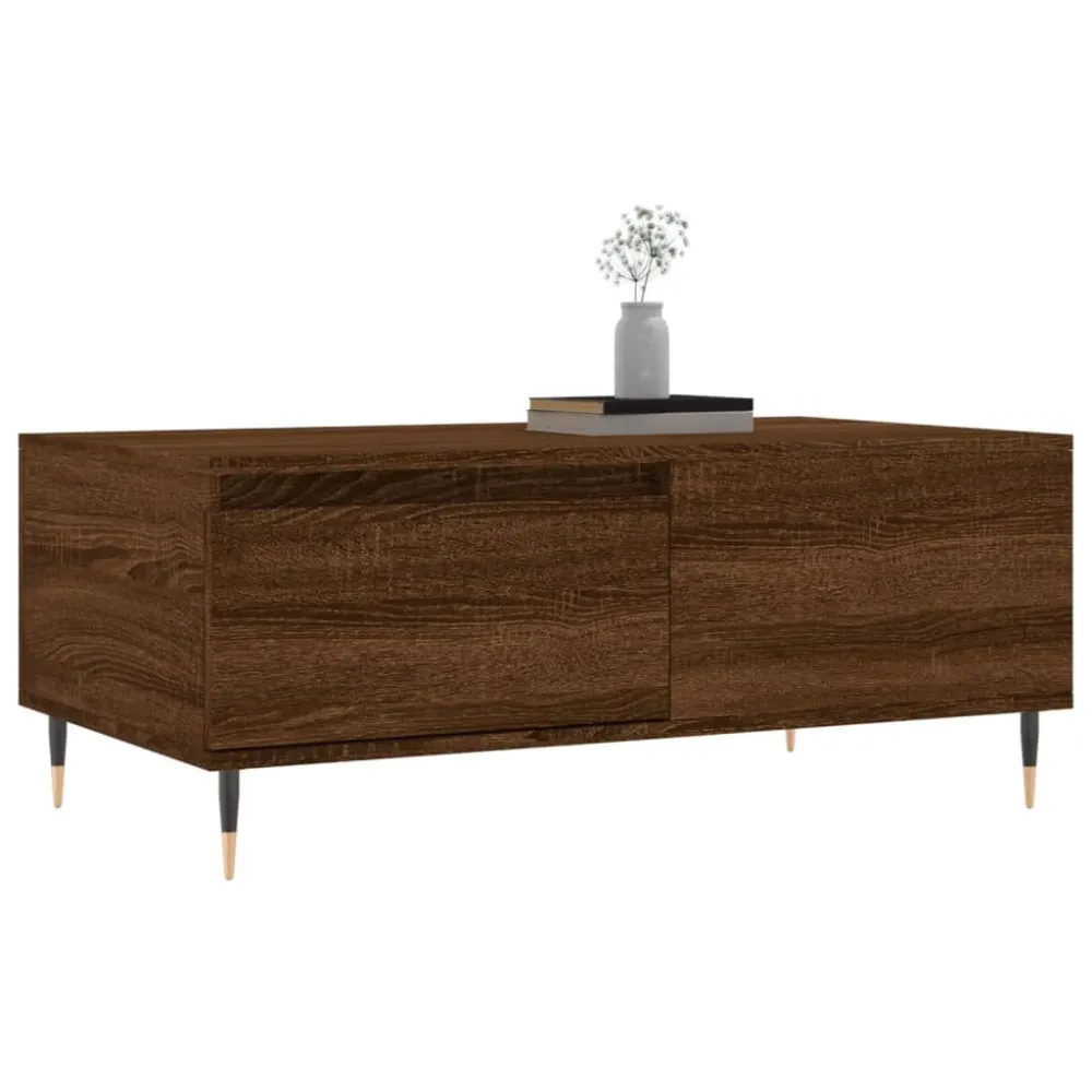 Mesa de centro 90x50x36,5cm derivados madeira carvalho castanho com Ajuste de Altura