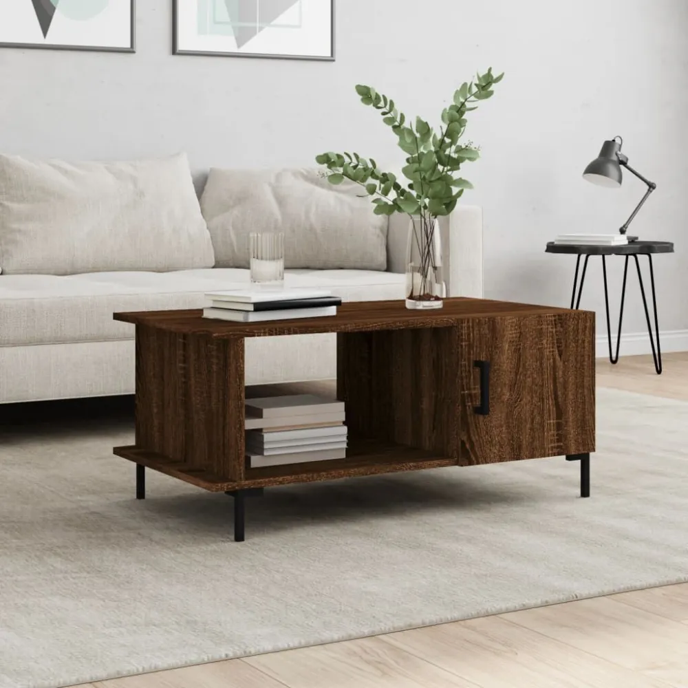 Mesa centro 90x50x40 cm derivados de madeira carvalho castanho em Madeira de Eucalipto