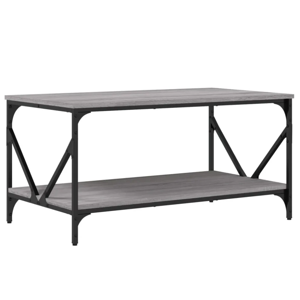 Mesa de centro 90x50x45 cm derivados de madeira cinzento sonoma em Alumínio e Vidro