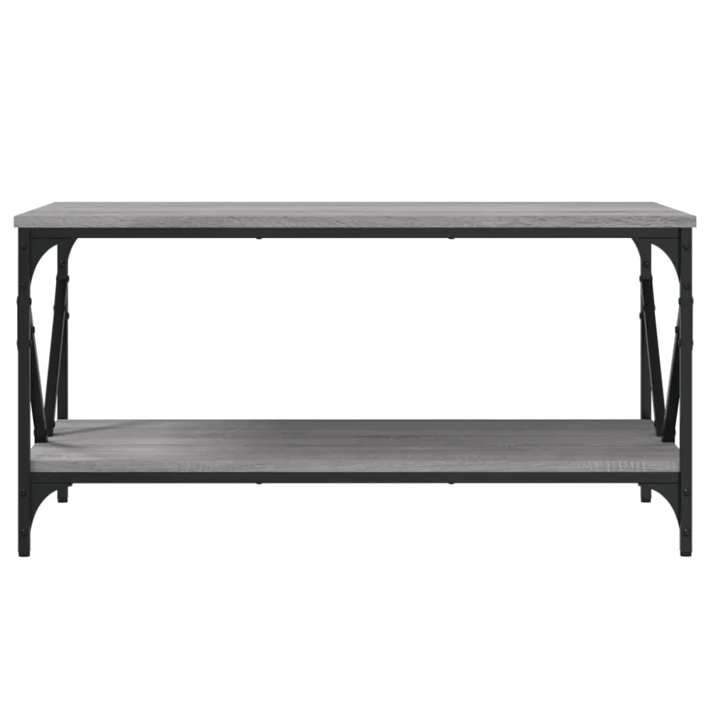 Mesa de centro 90x50x45 cm derivados de madeira cinzento sonoma em Alumínio e Vidro