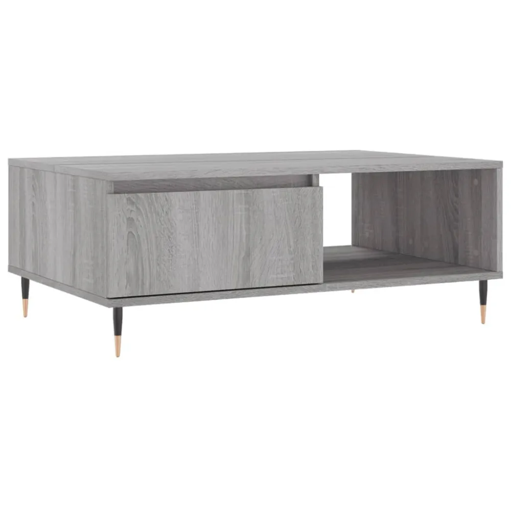 Mesa de centro 90x60x35 cm derivados de madeira cinzento sonoma com Base em Pedra Artificial